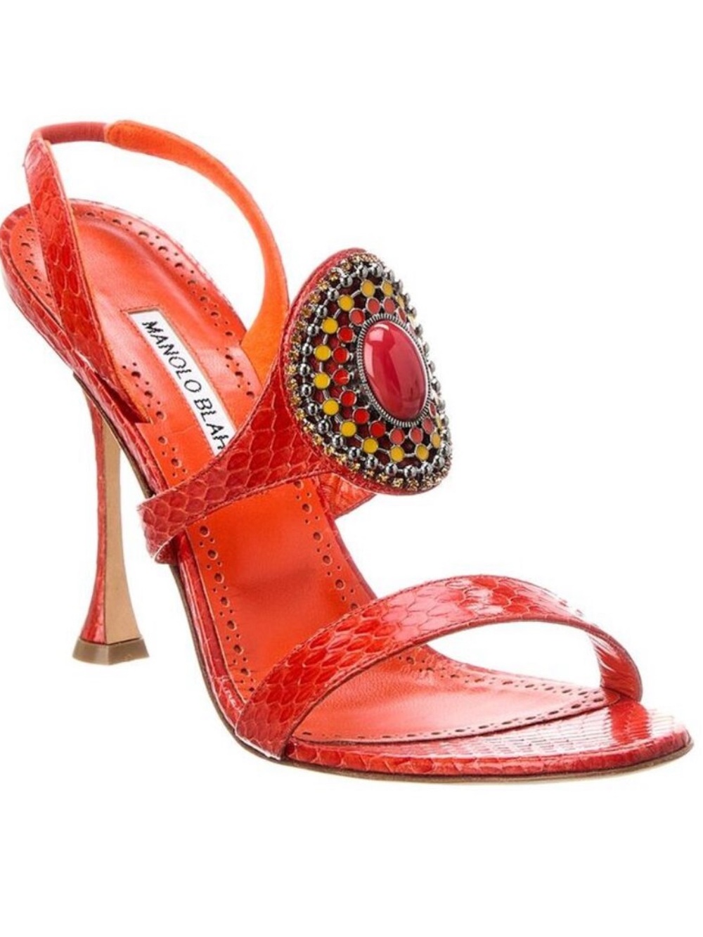 Rodim 105 Snake-Embossed Leather Slingback Sandal